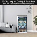 Feelfunn Beverage Refrigerator Cooler - 126 Can Mini Fridge Glass Door for Drinks Soda Beer Wine - Small Refrigerator for Office Bedroom Home Bar, 4 Adjustable Shelves, 3.2 Cu.Ft, Silver