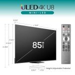Hisense 85-Inch Class U8 Series Mini-LED ULED 4K UHD Google Smart TV (85U8N, 2024 Model) - QLED, Native 144Hz, Full Array Local Dimming, Game Mode Pro, Alexa Compatibility