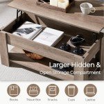 Lift Top Coffee Table with Hidden Storage - Grey