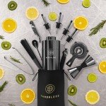 BarDeluxe Pro Mixology Bartender Kit - 12-Piece Cocktail Shaker Set for Home Bartending with Drink Shakers, Bartending Tools and Bar Accessories (Black)