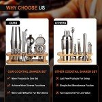 24-Piece Cocktail Shaker Bartender Kit with Stand, Boston Shaker, Mixing Spoon, Muddler, Measuring Jigger, Lemon Squeez, Tongs, Corkscrew, Liquor Pourers and More Professional Bar Tools