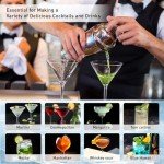 CasaCulina Cocktail Shaker Set Mixology Bartender Kit with Stand, 17 Piece Bar Tool Set: Martini Shaker, Jigger, Strainer, Mixer Spoon, Muddler, Liquor Pourers for Drink Mixing Bartending Kit(Silver)