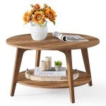 VASAGLE Round 2-Tier Coffee Table with Storage
