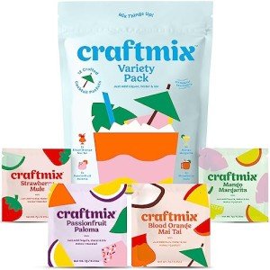 Craftmix Variety Pack, Makes 12 Drinks, Skinny Cocktail Mixers, Mocktails Non-Alcoholic Drinks - Made With Real Fruit - Vegan Low-Carb, Low-Sugar, Non-GMO, Dairy Free, Gluten Free, Easy to Mix