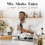 BARE BARREL® Mixology Bartender Kit Bar Set | Martini Cocktail Shaker Set | Barware Mixing Tools for Home Bartending | Farmhouse Rustic Portable Caddy & 35 Recipe Cards | Gift Set (Jet Black)