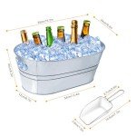 4 Gallon Ice Buckets for Parties, IKAYAS Galvanized Metal Ice Bucket Ice Tub with Scoop for Cocktail Bar Mimosa Bar Supplies, Large Champagne Bucket Beer bucket Metal Tub (2 Pack)