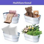 4 Gallon Ice Buckets for Parties, IKAYAS Galvanized Metal Ice Bucket Ice Tub with Scoop for Cocktail Bar Mimosa Bar Supplies, Large Champagne Bucket Beer bucket Metal Tub (2 Pack)