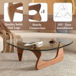 Triangle Glass Coffee Table with Wooden Base