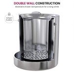 FineDine Double-Wall Stainless Steel Insulated Ice Bucket With Lid & Ice Tong [3 Liter] Included Strainer Keeps Ice Cold & Dry, Carry leather Handle, Home Bar, Chilling Beer, Champagne, Wine Bottle