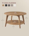 VASAGLE Round 2-Tier Coffee Table with Storage