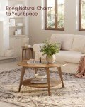 VASAGLE Round 2-Tier Coffee Table with Storage
