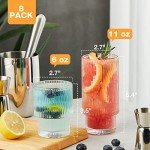 Gencywe 8 Pack Drinking Glasses, 4pcs Highball Glasses (11oz) & 4pcs Rocks Glasses (6oz), Vintage Glass Cups, Elegant Ribbed Glassware, Iced Coffee Glasses, Glass Tumbler for Cocktail, Whiskey, Juice