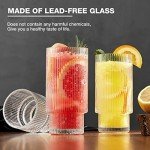 Gencywe 8 Pack Drinking Glasses, 4pcs Highball Glasses (11oz) & 4pcs Rocks Glasses (6oz), Vintage Glass Cups, Elegant Ribbed Glassware, Iced Coffee Glasses, Glass Tumbler for Cocktail, Whiskey, Juice