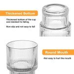 Gencywe 8 Pack Drinking Glasses, 4pcs Highball Glasses (11oz) & 4pcs Rocks Glasses (6oz), Vintage Glass Cups, Elegant Ribbed Glassware, Iced Coffee Glasses, Glass Tumbler for Cocktail, Whiskey, Juice