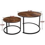 Industrial Round Coffee Table Set - Stacking Side Tables