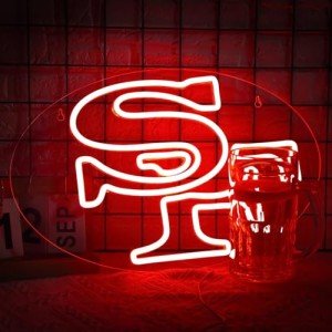 Football Neon Sign for Wall Decor Football Team Sign Neon Sign for Man Cave or Garage Decor,Birthday Gifts for Men Red Neon Sign for Bedroom,Bar,Dorm,Party,Game Room Size 16.1 * 10.4inch(ZYLD056)