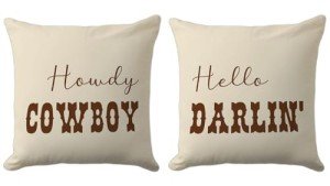 CarOptics Set of 2 Western Funny Couple Pillow Covers 18x18 Inch - 'Howdy Cowboy' & 'Hello Darlin'' Set of 2, Teen Girls Boys Gifts, Rustic Farmhouse Charm for Various Settings(Beige)