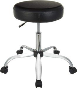 Adjustable Black Bar Stool with Wheels