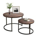 Industrial Round Coffee Table Set - Stacking Side Tables