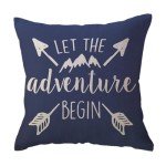 ULOVE LOVE YOURSELF Adventure Arrow Throw Pillow Covers Mountain Forest Pillowcases 18 x 18 Inch Let The Adventure Begin Decorative Cushion Covers for Cabin/Camper (Blue)