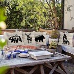 PUHEI Woodland Wild Animal Wolf Elk Bear Deer Forest Camping Throw Pillow Covers, Wildlife Lover Camper Gifts for Men Women, Wildlife Rustic Pillow Cases 18 x 18 Inch Home Room Bed Sofa Decor Set Of 4