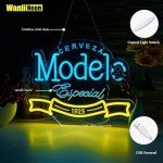 Model Neon Sign for Wall Decor, Beer Bar LED Lights Signs Sign for Bar Man Cave Bedroom Home Bar Shop Pub Bistro Party Hotel Game Room Decor Gifts, USB Powered