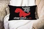 Smooffly Throw Pillow Cover Funny Red Dinosaur with Letter If You're Happy You Know It Throw Pillow Case Home Decorative for Men/Women/Boys/Girls Living Room Bedroom Sofa Chair 12X20 Inch Pillowcase