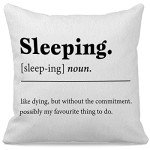 grapehiker Farmhouse Funny Sleeping Definition Decorative Throw Pillow Case Cover 18″×18″,Bed Decorations for Home Bedroom College Dorm,Housewarming Gifts for Women Men