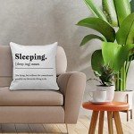 grapehiker Farmhouse Funny Sleeping Definition Decorative Throw Pillow Case Cover 18″×18″,Bed Decorations for Home Bedroom College Dorm,Housewarming Gifts for Women Men