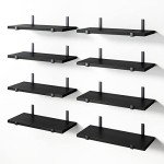 YGEOMER Floating Shelves, Wood Shelves, Long Wall Shelf, Set of 8, Rustic Wall Shelves, Wood Floating Shelf for Bedroom, Living Room, Book and Bathroom (Black)