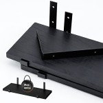 YGEOMER Floating Shelves, Wood Shelves, Long Wall Shelf, Set of 8, Rustic Wall Shelves, Wood Floating Shelf for Bedroom, Living Room, Book and Bathroom (Black)