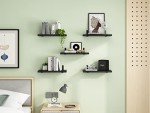 YGEOMER Floating Shelves, Wood Shelves, Long Wall Shelf, Set of 8, Rustic Wall Shelves, Wood Floating Shelf for Bedroom, Living Room, Book and Bathroom (Black)