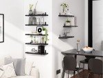 YGEOMER Floating Shelves, Wood Shelves, Long Wall Shelf, Set of 8, Rustic Wall Shelves, Wood Floating Shelf for Bedroom, Living Room, Book and Bathroom (Black)