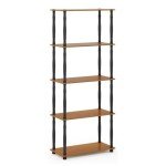 Furinno Turn-N-Tube 5-Tier Multipurpose Shelf / Display Rack / Storage Shelf / Bookshelf, Classic Tubes, Light Cherry/Black