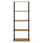 Furinno Turn-N-Tube 5-Tier Multipurpose Shelf / Display Rack / Storage Shelf / Bookshelf, Classic Tubes, Light Cherry/Black