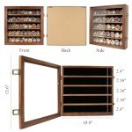 Military Challenge Coin Display Case Holder with HD Toughened Glass and Wall Mount, Wooden Coin Stand Rack with Removable 2 Grooves Shelves, Walnut…