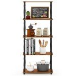 Furinno Turn-N-Tube 5-Tier Multipurpose Shelf / Display Rack / Storage Shelf / Bookshelf, Classic Tubes, Light Cherry/Black