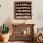 Military Challenge Coin Display Case Holder with HD Toughened Glass and Wall Mount, Wooden Coin Stand Rack with Removable 2 Grooves Shelves, Walnut…