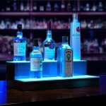 Boss Premium® BarUSA™ LED Lighted Bar Shelf Display Liquor Bottle Alcohol Whiskey Shelves Rack Stand Tray Units for Home Bar Living Room Accessories and Decor - Designed in USA (2-Step, 16 Inch)