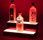 Boss Premium® BarUSA™ LED Lighted Bar Shelf Display Liquor Bottle Alcohol Whiskey Shelves Rack Stand Tray Units for Home Bar Living Room Accessories and Decor - Designed in USA (2-Step, 16 Inch)