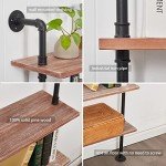 Anynice Industrial Ladder Pipe Shelf, Wall Mounted Wood Metal Bookshelf for Living Room Storage (Weathered Brown, 6 Tier - 10" D x 48" W x 82.5" H)