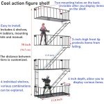 DuvinDD 4-Tier Fire Escape Wall Shelf, Modern New York City Floating Shelves, Wall Decorative Metal Room Shelf, Hanging Shelf for Action Figure Staircase Shelf, with Mounting Kits, Black