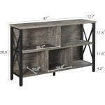 HOMISSUE Cube Storage Organizer Shelf, Rustic Horizontal Bookshelf with 5 Cube Storage, Industrial Short Wide Bookcase with 3 Tier Shelves, Low and Long Cube Bookshelf for Living Room, Office, Grey