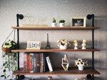 Anynice Industrial Ladder Pipe Shelf, Wall Mounted Wood Metal Bookshelf for Living Room Storage (Weathered Brown, 6 Tier - 10" D x 48" W x 82.5" H)