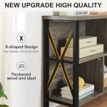 HOMISSUE Cube Storage Organizer Shelf, Rustic Horizontal Bookshelf with 5 Cube Storage, Industrial Short Wide Bookcase with 3 Tier Shelves, Low and Long Cube Bookshelf for Living Room, Office, Grey