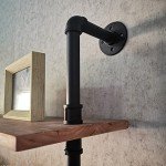 Anynice Industrial Ladder Pipe Shelf, Wall Mounted Wood Metal Bookshelf for Living Room Storage (Weathered Brown, 6 Tier - 10" D x 48" W x 82.5" H)