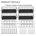 DuvinDD 4-Tier Fire Escape Wall Shelf, Modern New York City Floating Shelves, Wall Decorative Metal Room Shelf, Hanging Shelf for Action Figure Staircase Shelf, with Mounting Kits, Black