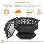 Yaheetech Fire Pit Fire Pits for Outside 24in Hex Shaped Firepit Bowl with Spark Screen & Poker for Patio Backyard Garden Picnic Bonfire Camping