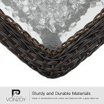 VONZOY 3 Pieces Patio Furniture Set, Outdoor Swivel Glider Rocker, Wicker Patio Bistro Set with Rocking Chair, Thickened Cushions and Table for Porch (Blue)