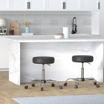 Adjustable Black Bar Stool with Wheels